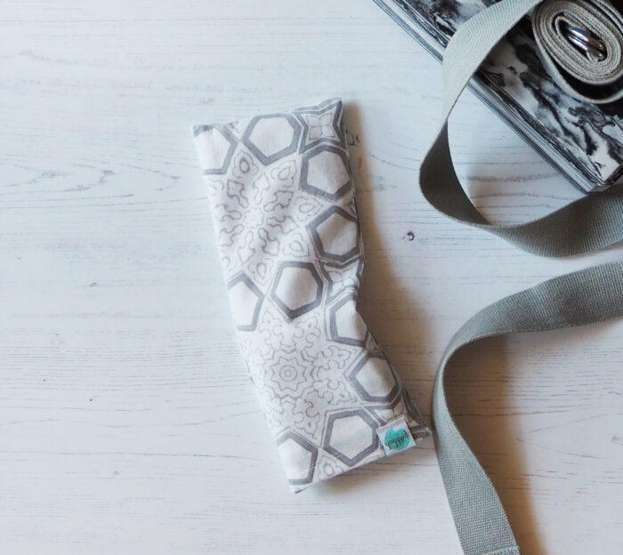 Yogipod Eye Pillow Block printed fretwork grey