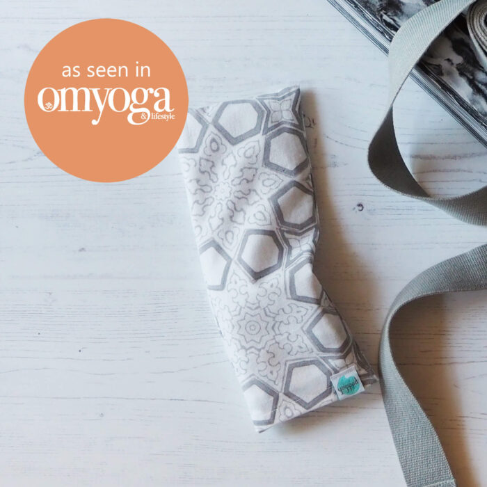 Yogipod Fretwork grey eye pillow perfect for relaxing and unwinding