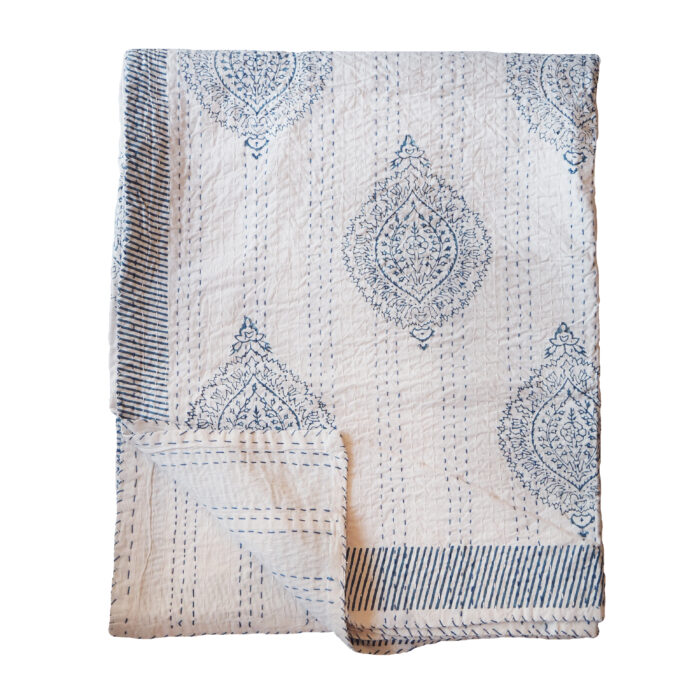 hand printed yogipod kantha bed throw