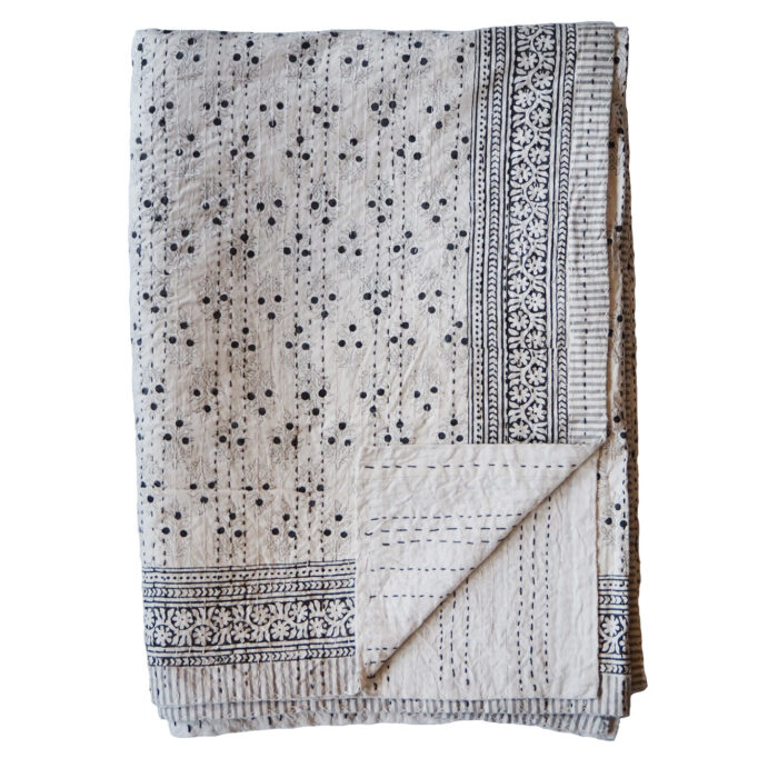 hand printed yogipod kantha bed throw