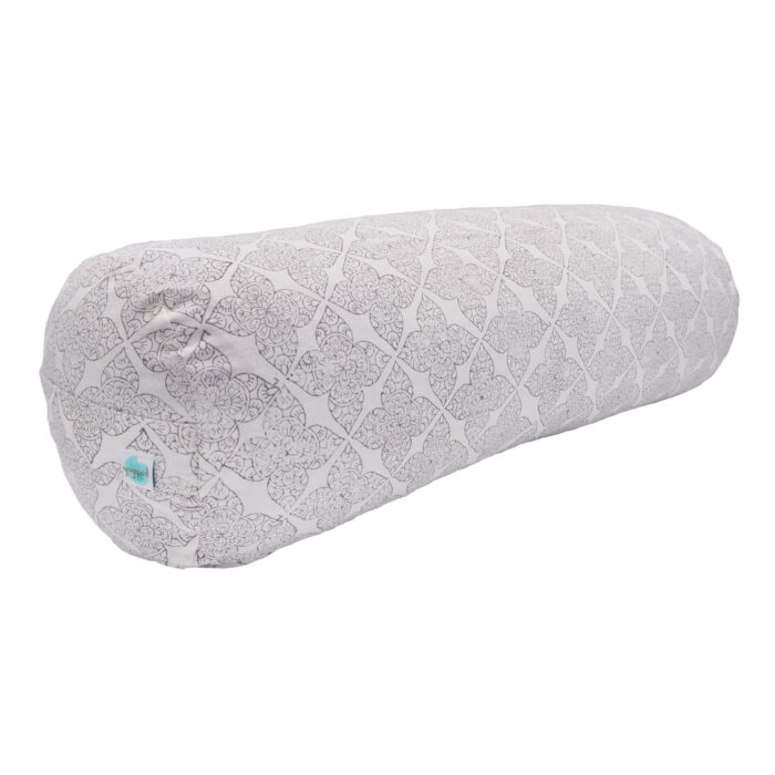 yogipod hand block printed yoga bolster filigree flower