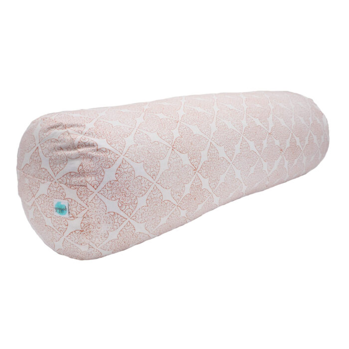 hand printed Yogipod yoga bolster filigree flower pink