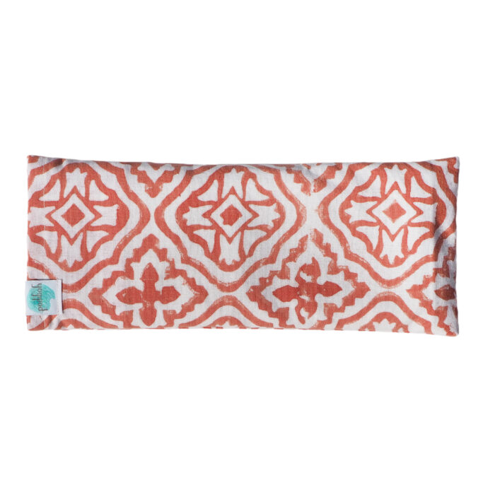 hand block printed yoga eye pillow tiled lattice pink Yogipod