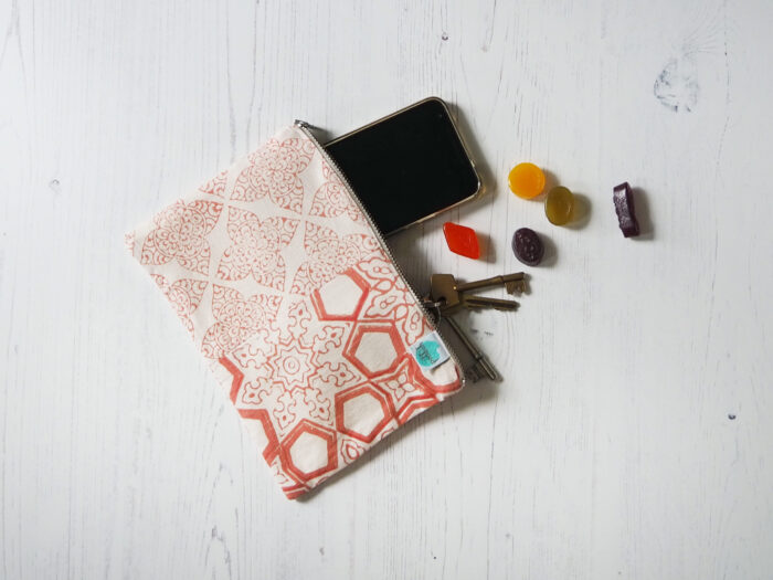 hand block printed zero waste make up bag pouch purse