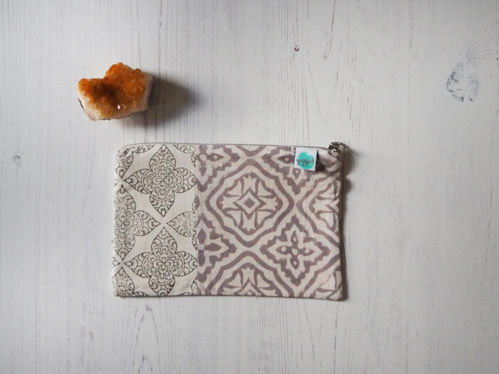 zero waste purse block printed pouch bag