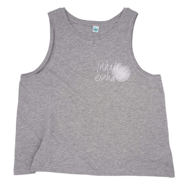 Yogipod Inhale Exhale vest in grey organic cotton jersey