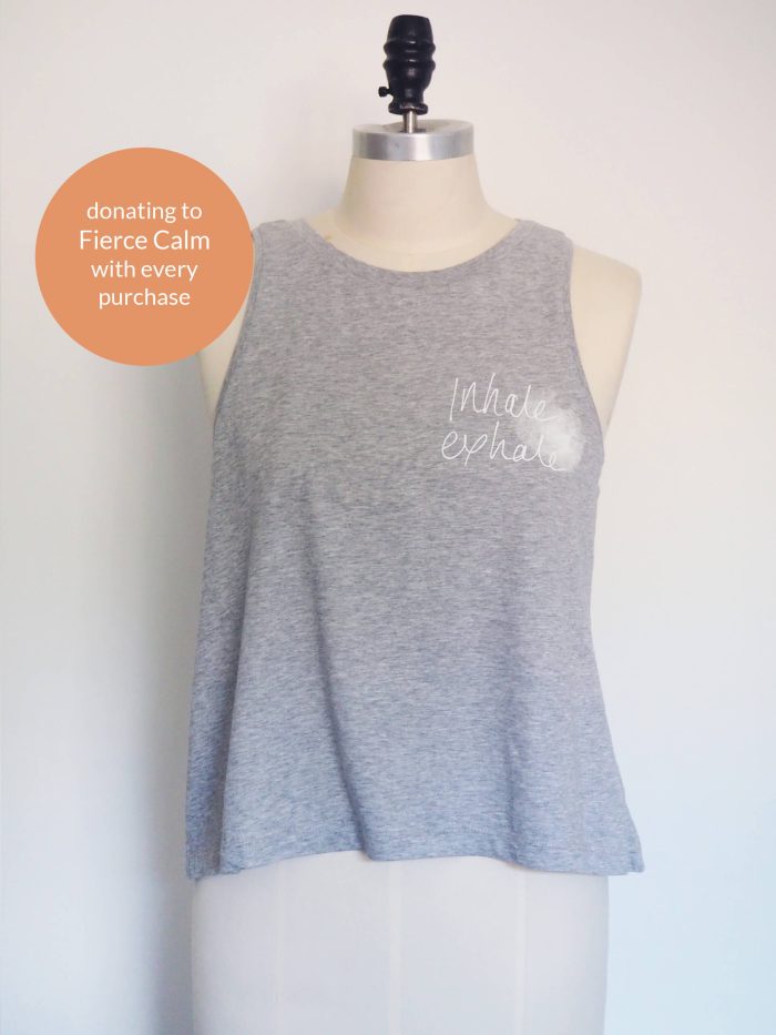 Yogipod hand screen printed Inhale Exhale organic cotton grey marl yoga vest