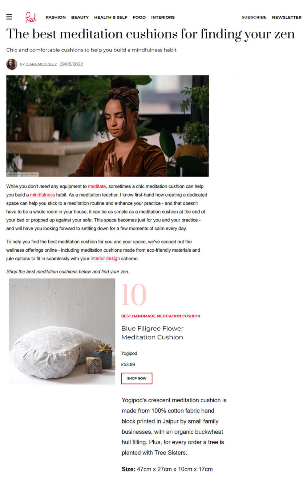 Red magazine names Yogipod meditation cushion as one of the best