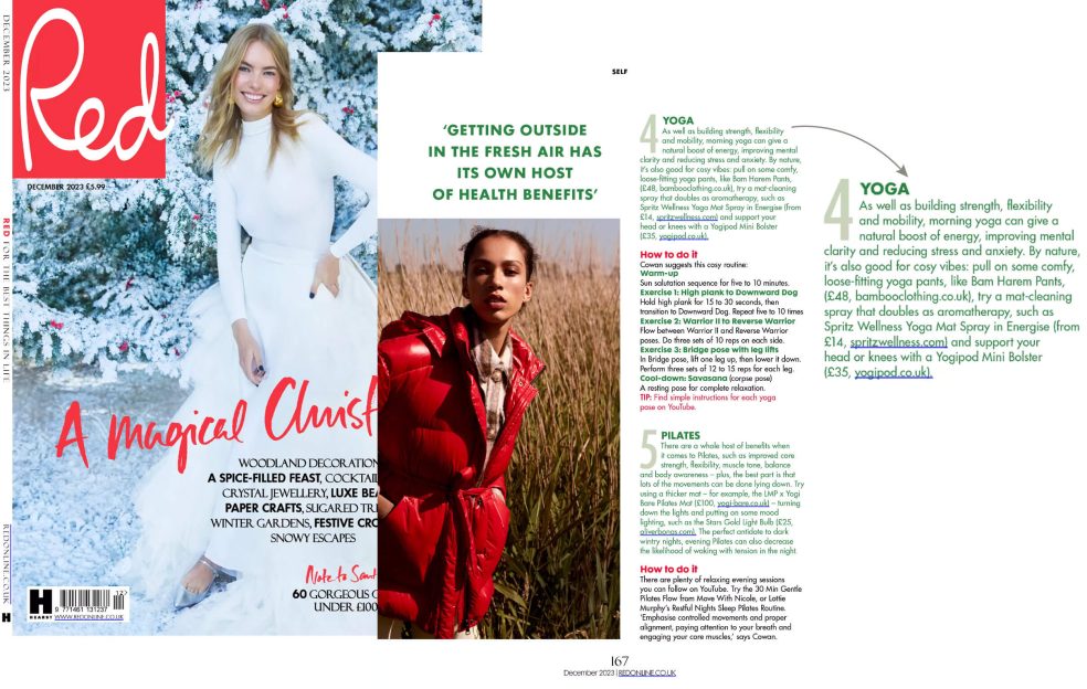 Yogipod Mini Bolsters featured in Red Magazine December 2023 issue