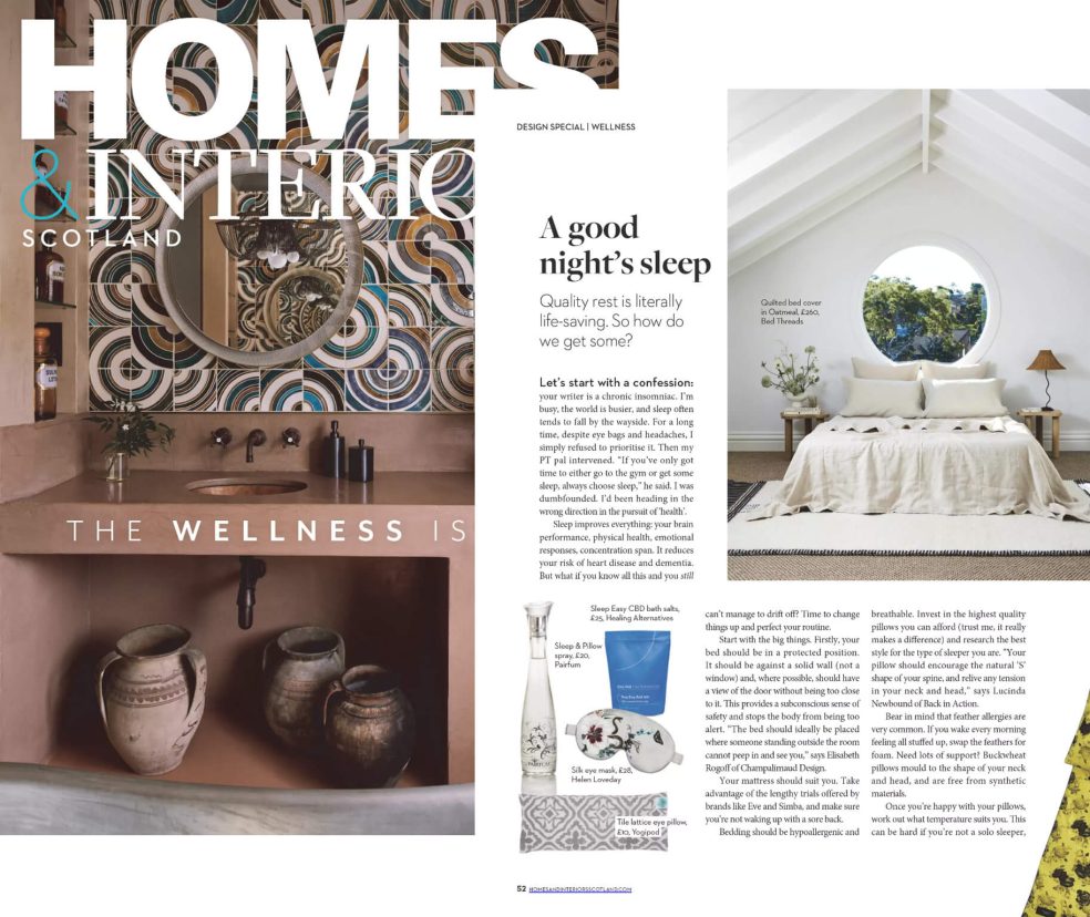 Yogipod Tiled Lattice Eye Pillow in Grey featured in Homes and Interiors Scotland