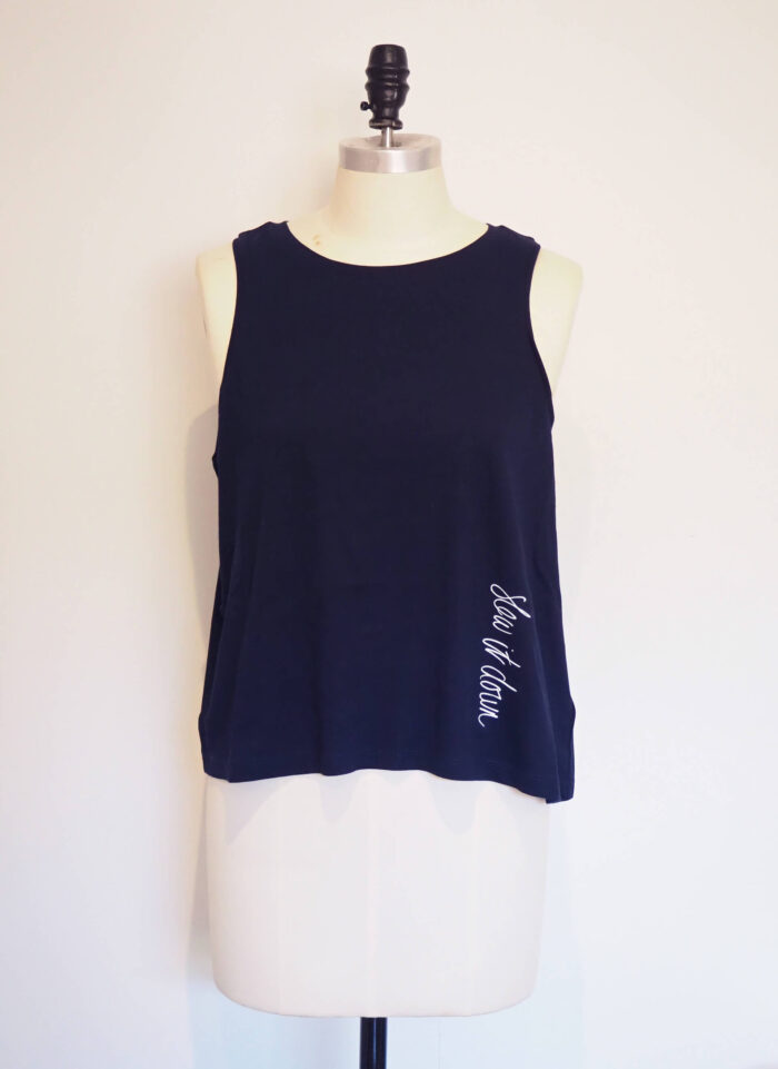 Yogipod Slow it Down organic cotton yoga vest in French Navy