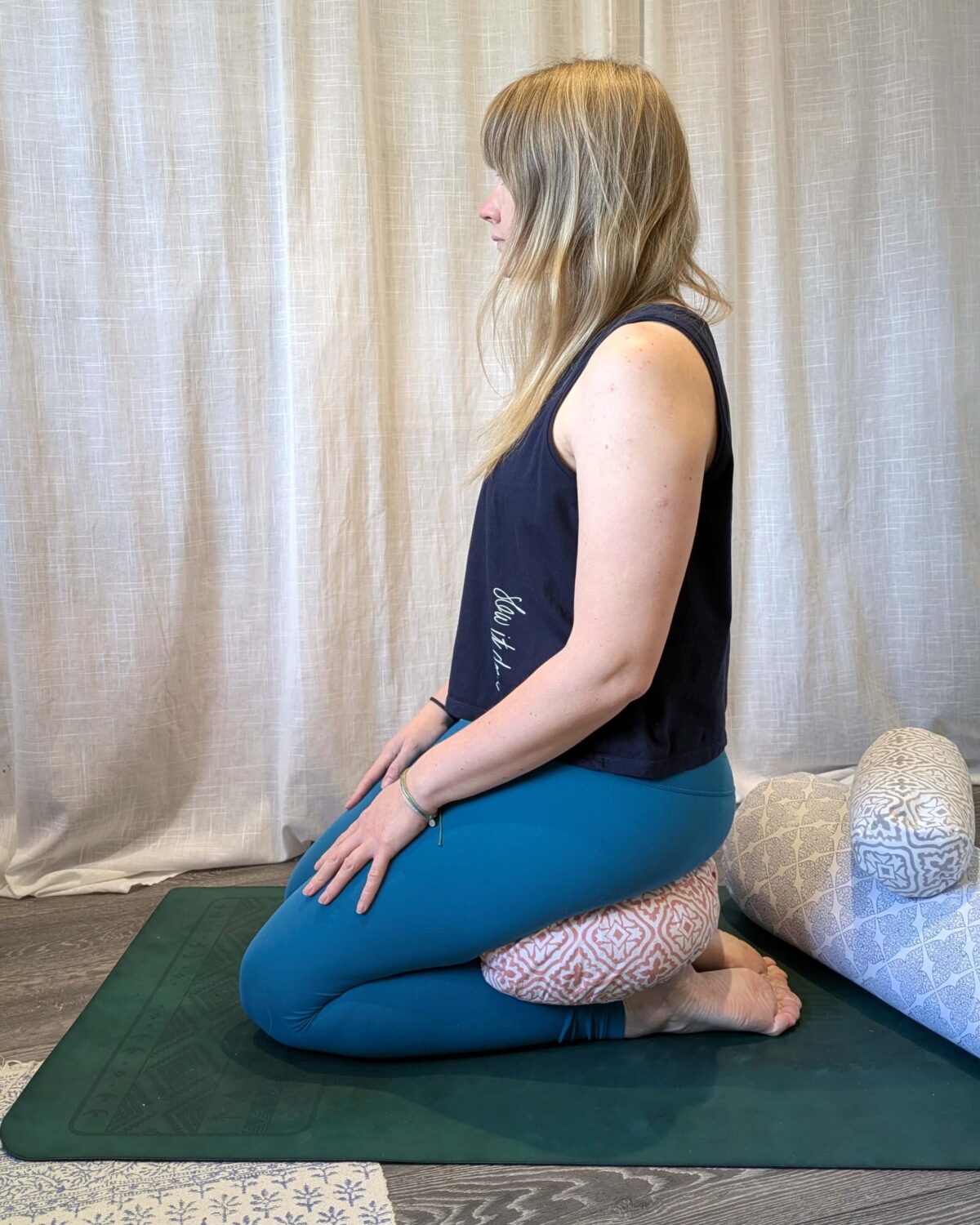 Use a meditation cushion to make kneeling comfortable