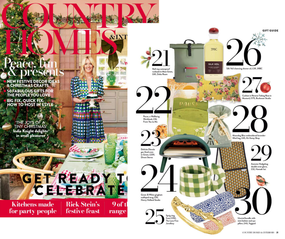The Unwind Bundle from Yogipod is featured in the Coutry Homes and Interiors Christmas Gift Guide